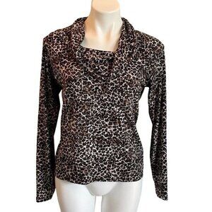 Isabella DeMarco Animal Print Cowl Neck Long Sleeve Top Women's Medium